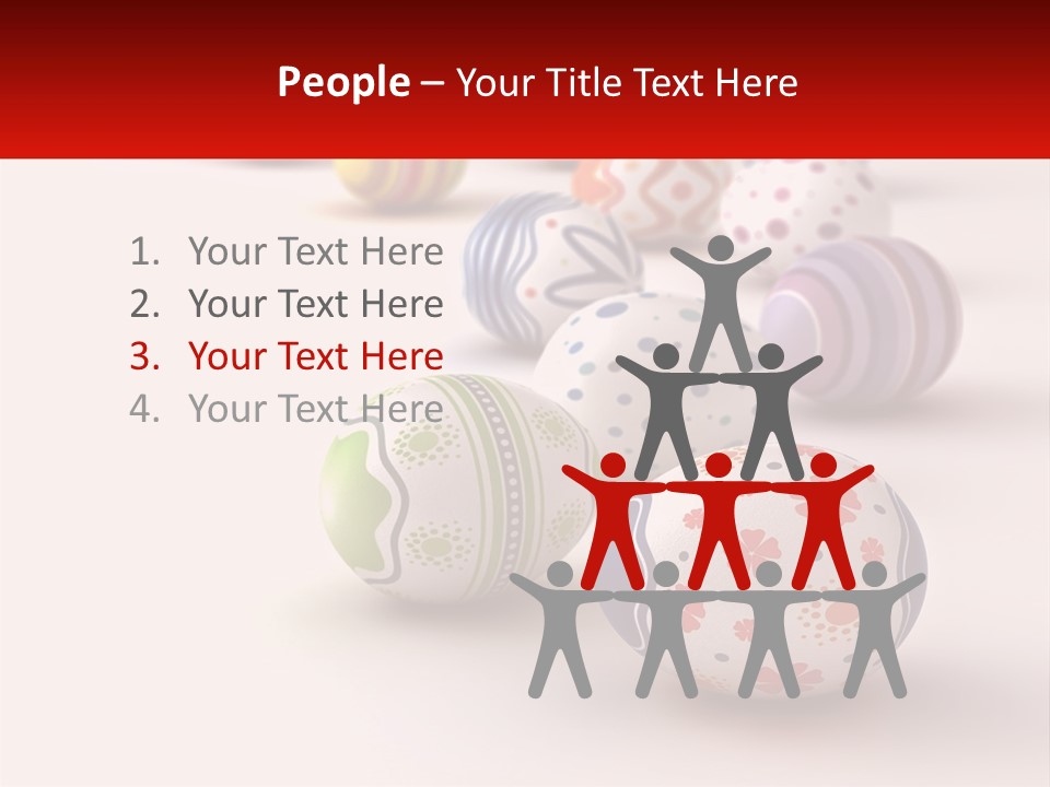 A Group Of Colorful Easter Eggs On A White Surface PowerPoint Template