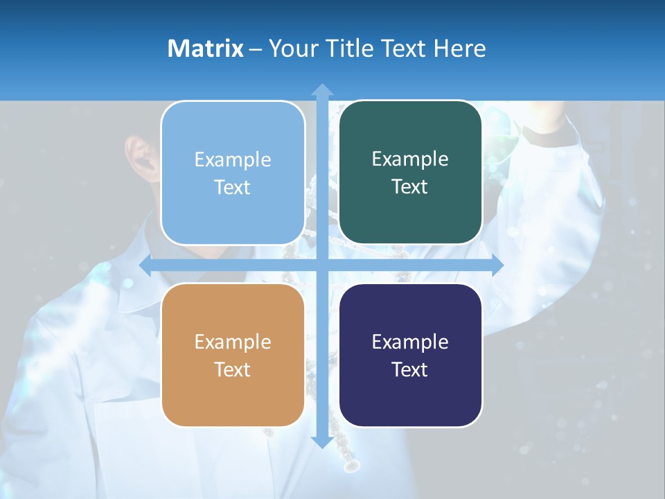 A Man In A Lab Coat Holding Up A Sign PowerPoint Template