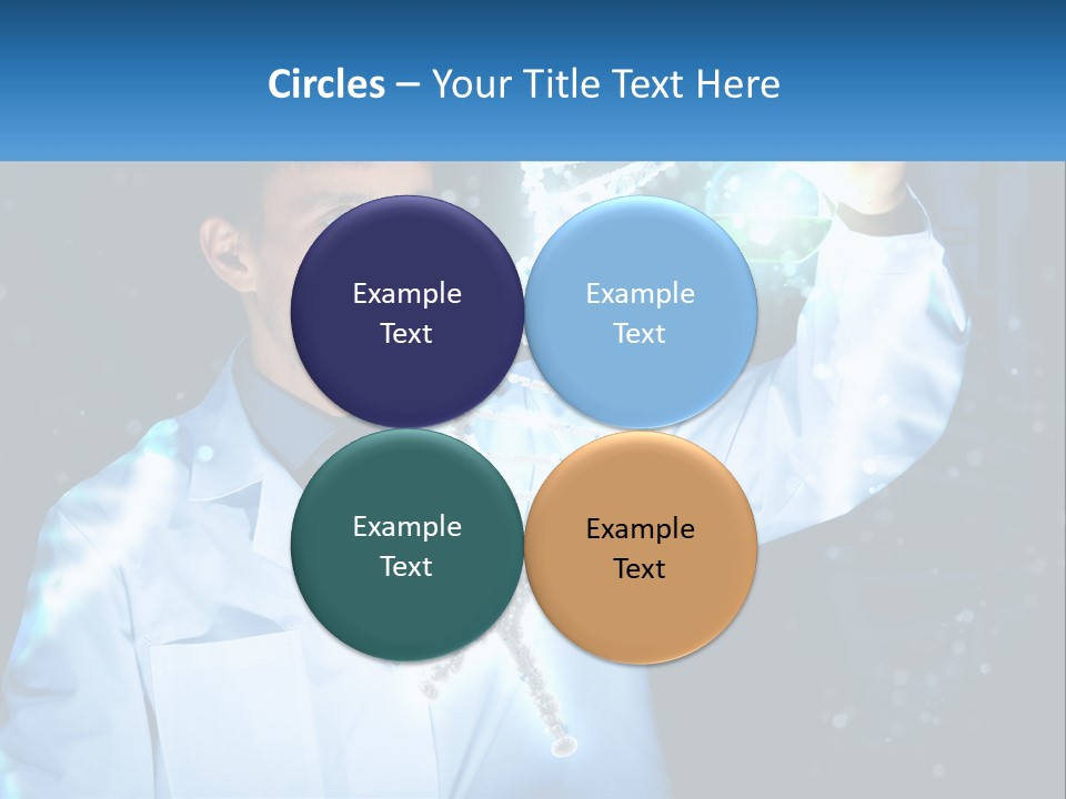 A Man In A Lab Coat Holding Up A Sign PowerPoint Template