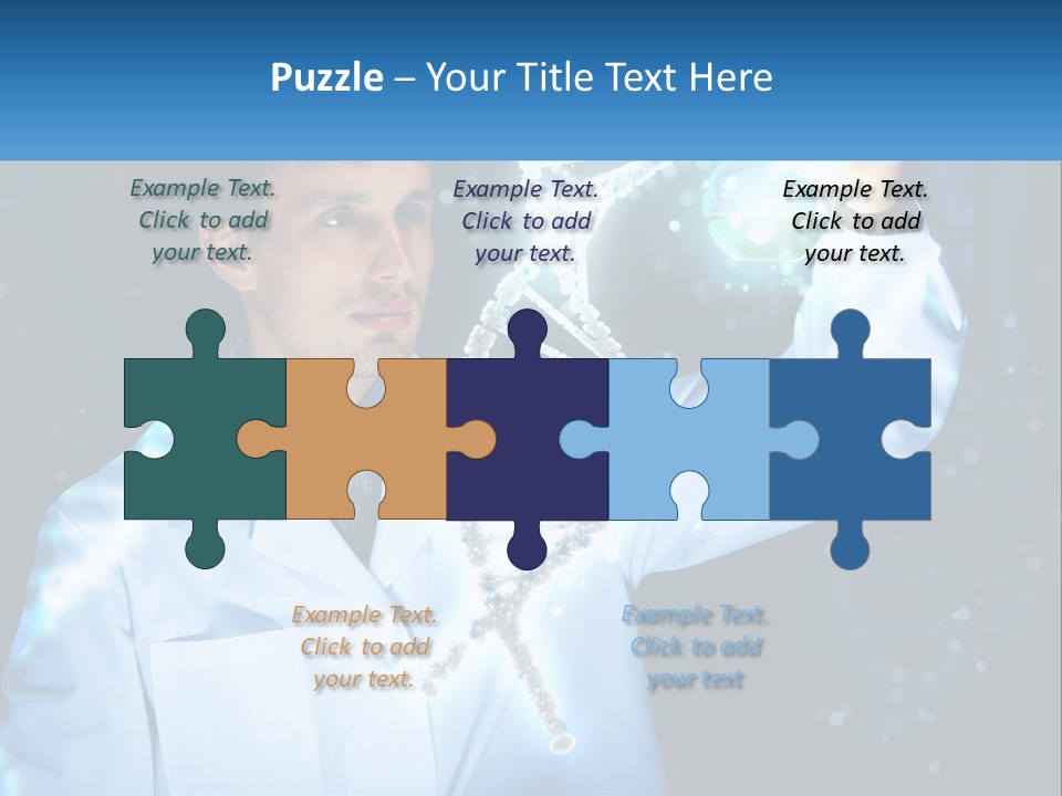 A Man In A Lab Coat Holding Up A Sign PowerPoint Template