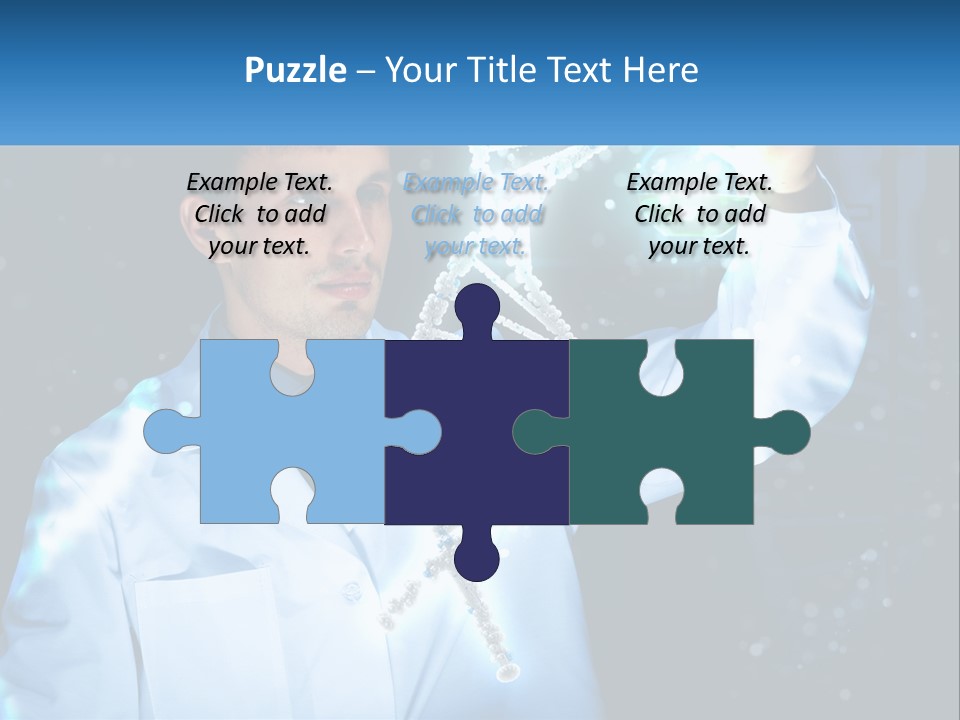 A Man In A Lab Coat Holding Up A Sign PowerPoint Template