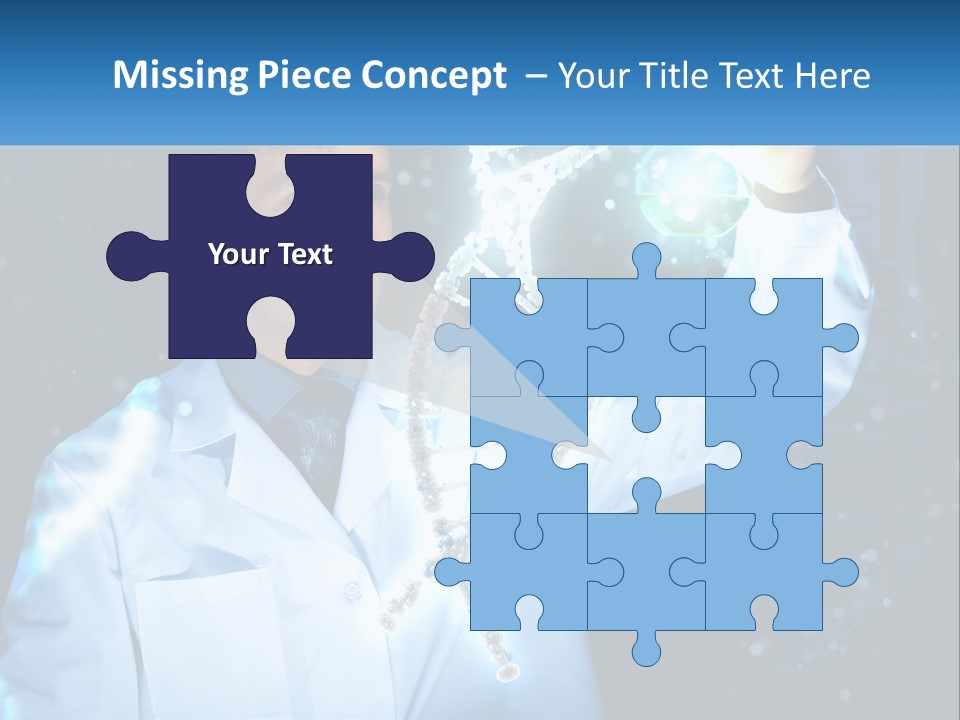 A Man In A Lab Coat Holding Up A Sign PowerPoint Template