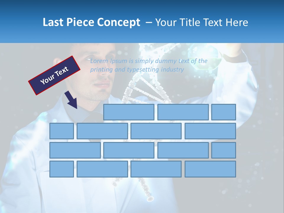 A Man In A Lab Coat Holding Up A Sign PowerPoint Template