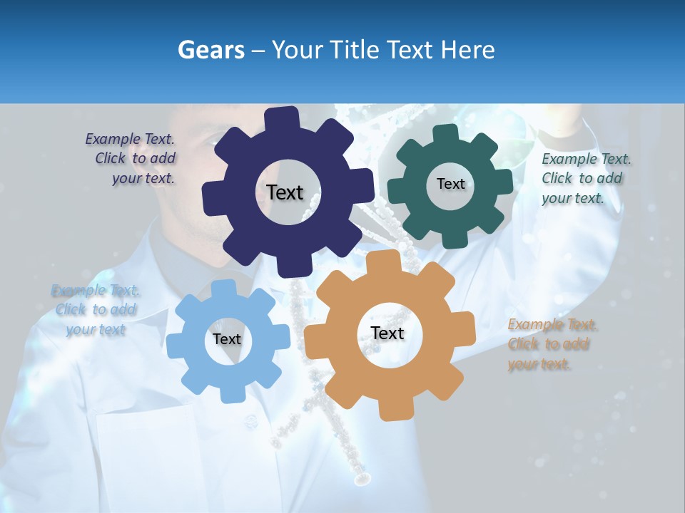 A Man In A Lab Coat Holding Up A Sign PowerPoint Template