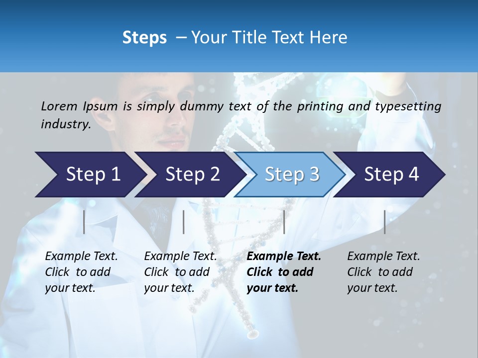 A Man In A Lab Coat Holding Up A Sign PowerPoint Template