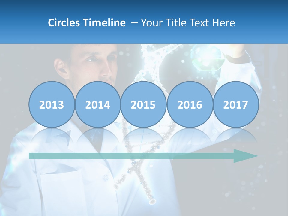 A Man In A Lab Coat Holding Up A Sign PowerPoint Template