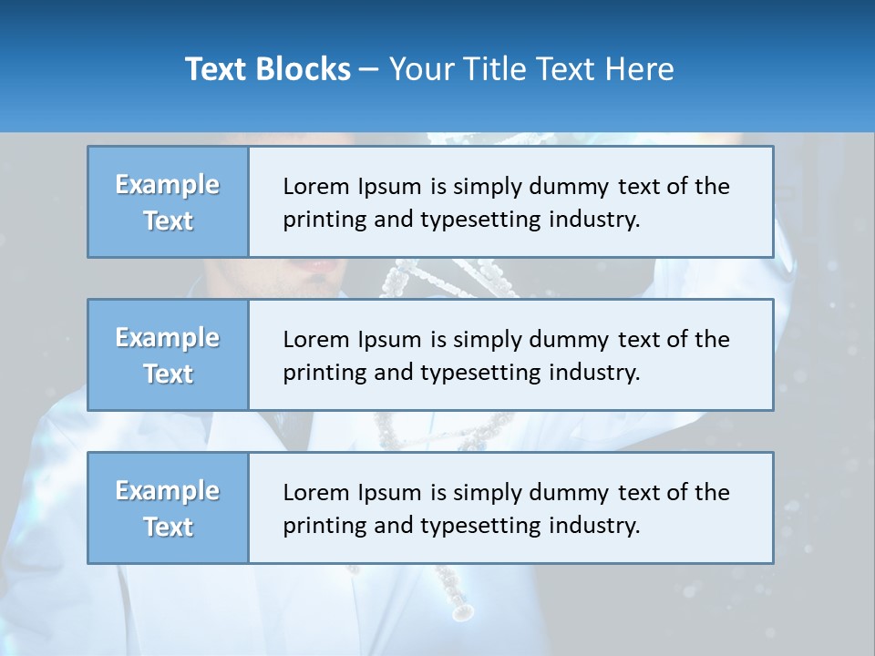 A Man In A Lab Coat Holding Up A Sign PowerPoint Template