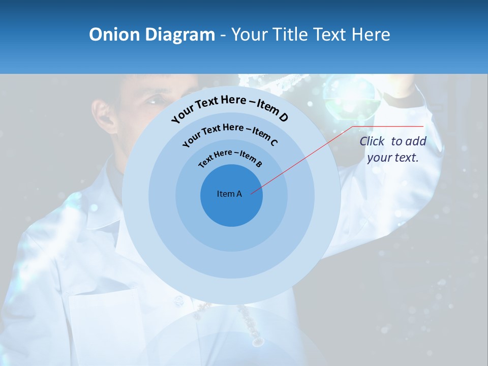 A Man In A Lab Coat Holding Up A Sign PowerPoint Template