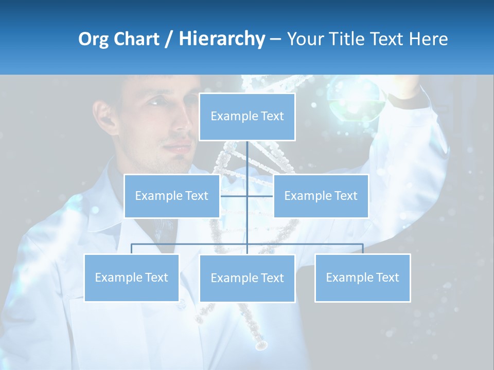 A Man In A Lab Coat Holding Up A Sign PowerPoint Template