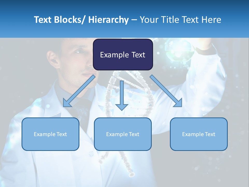 A Man In A Lab Coat Holding Up A Sign PowerPoint Template