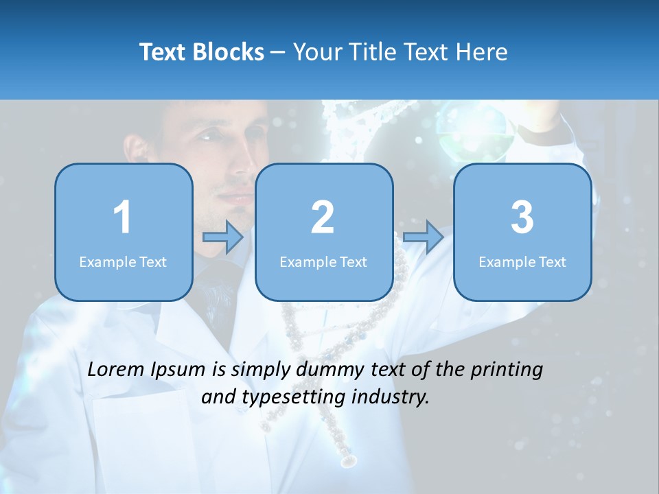 A Man In A Lab Coat Holding Up A Sign PowerPoint Template