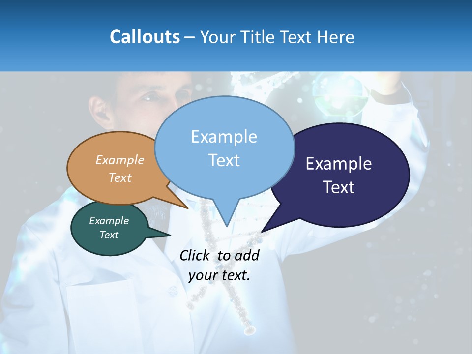 A Man In A Lab Coat Holding Up A Sign PowerPoint Template