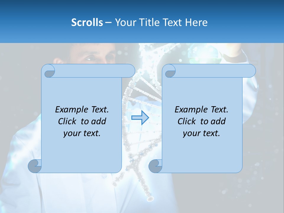 A Man In A Lab Coat Holding Up A Sign PowerPoint Template
