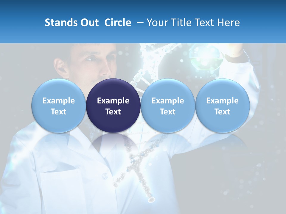 A Man In A Lab Coat Holding Up A Sign PowerPoint Template