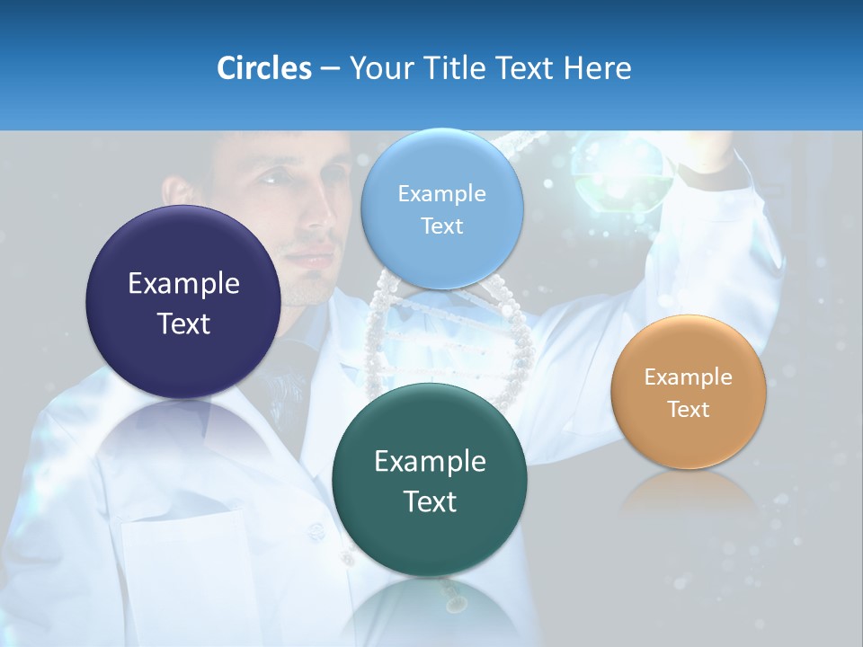 A Man In A Lab Coat Holding Up A Sign PowerPoint Template