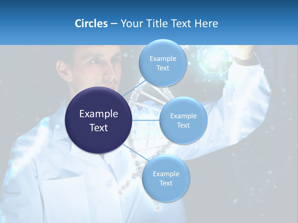 A Man In A Lab Coat Holding Up A Sign PowerPoint Template