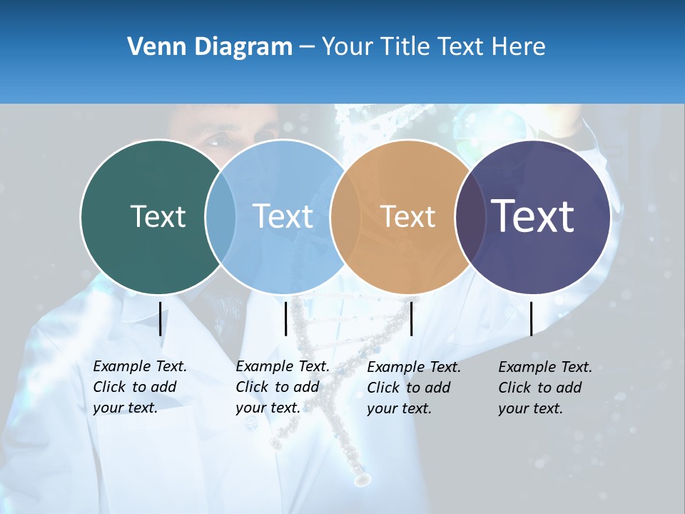 A Man In A Lab Coat Holding Up A Sign PowerPoint Template