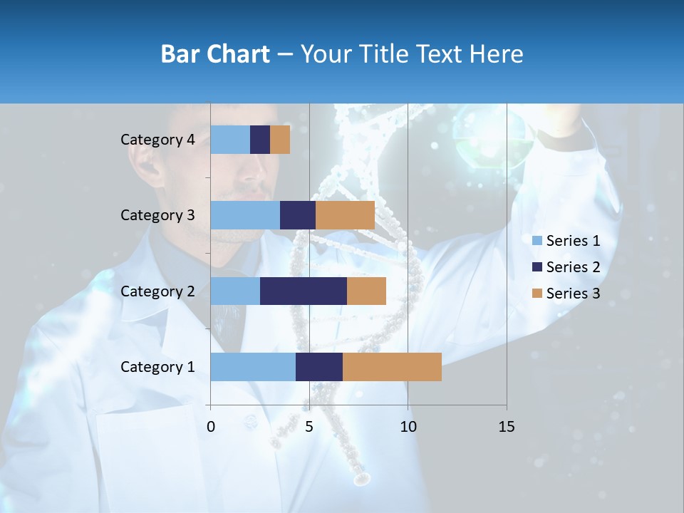 A Man In A Lab Coat Holding Up A Sign PowerPoint Template