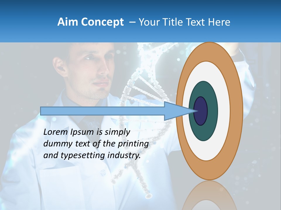 A Man In A Lab Coat Holding Up A Sign PowerPoint Template