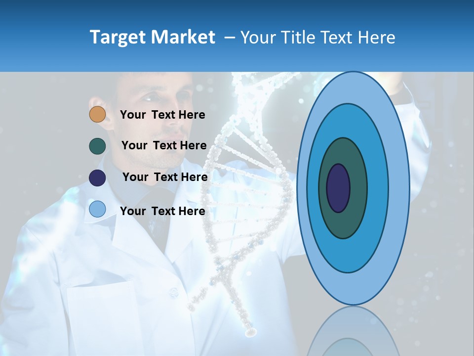 A Man In A Lab Coat Holding Up A Sign PowerPoint Template