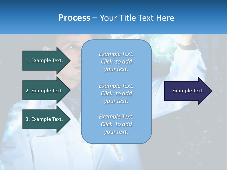 A Man In A Lab Coat Holding Up A Sign PowerPoint Template
