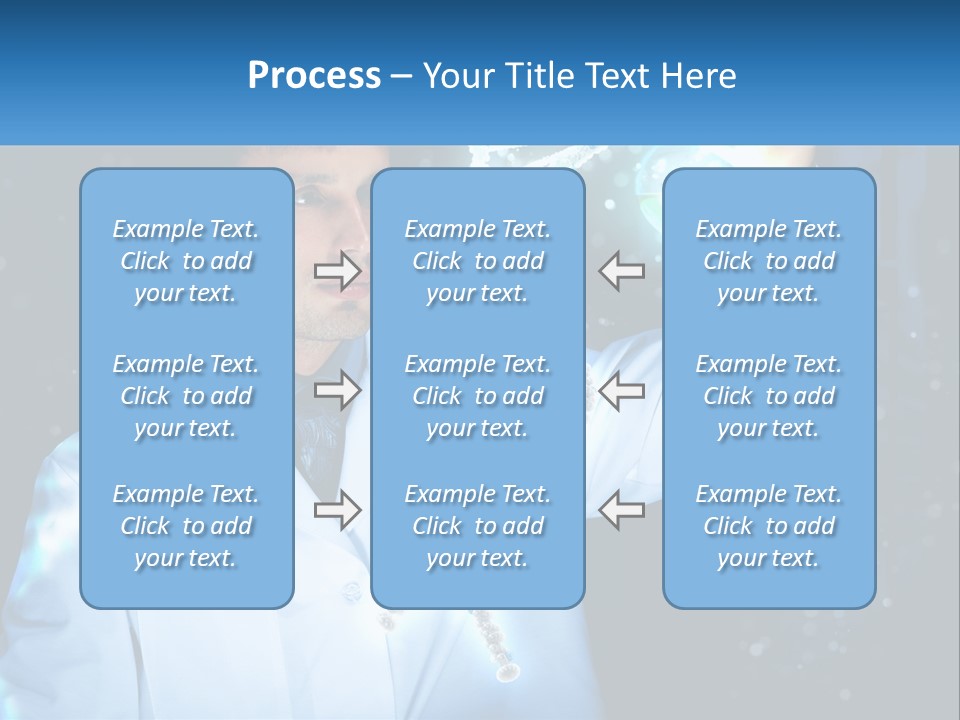 A Man In A Lab Coat Holding Up A Sign PowerPoint Template