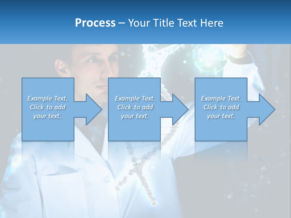 A Man In A Lab Coat Holding Up A Sign PowerPoint Template