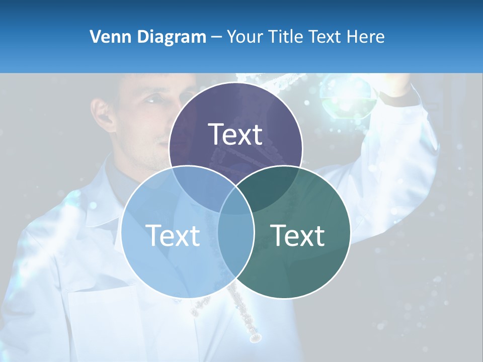 A Man In A Lab Coat Holding Up A Sign PowerPoint Template