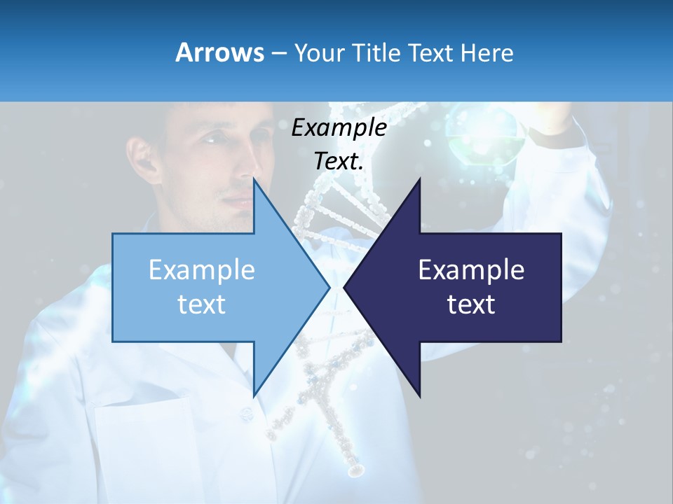 A Man In A Lab Coat Holding Up A Sign PowerPoint Template