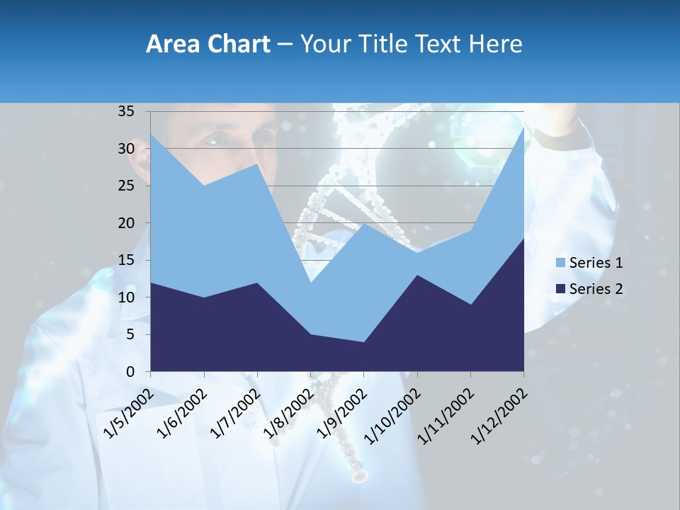 A Man In A Lab Coat Holding Up A Sign PowerPoint Template