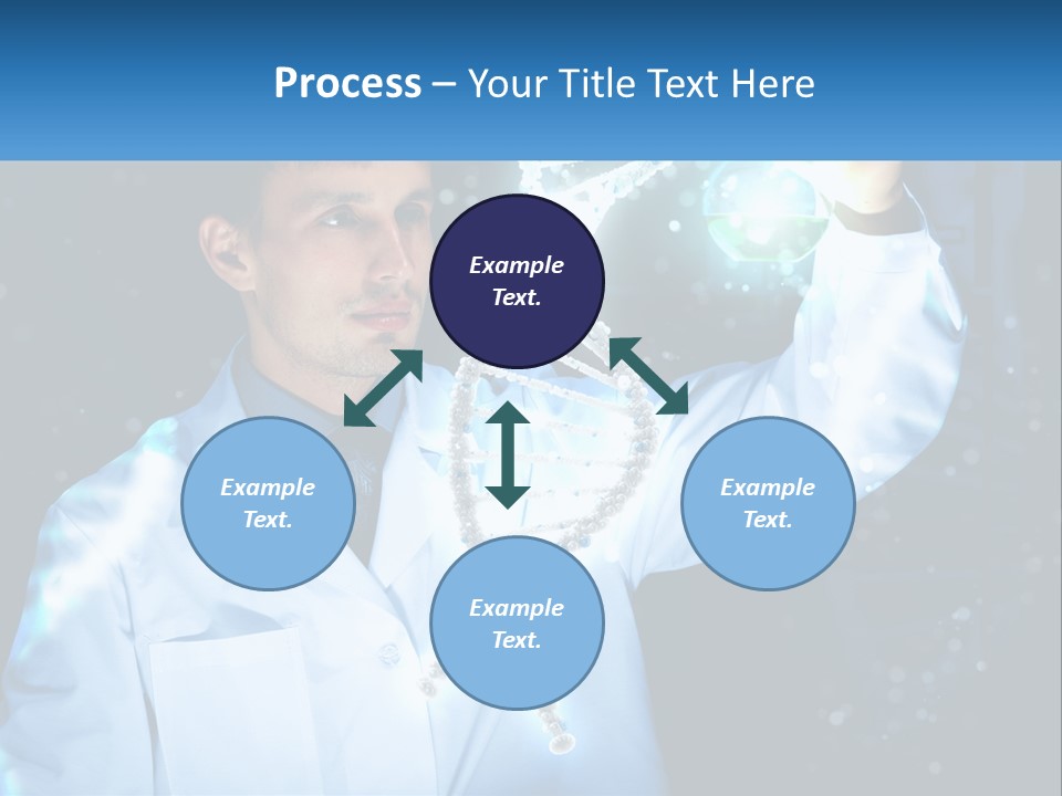 A Man In A Lab Coat Holding Up A Sign PowerPoint Template