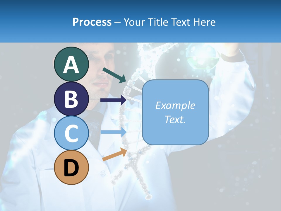 A Man In A Lab Coat Holding Up A Sign PowerPoint Template