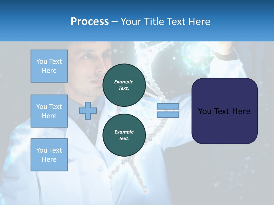A Man In A Lab Coat Holding Up A Sign PowerPoint Template