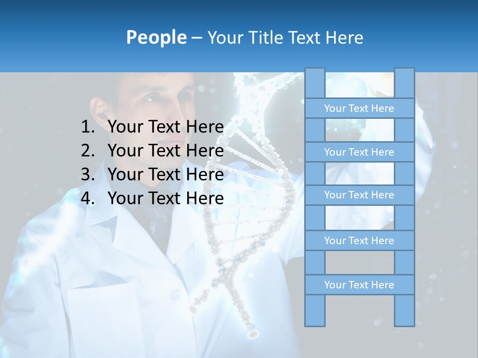 A Man In A Lab Coat Holding Up A Sign PowerPoint Template