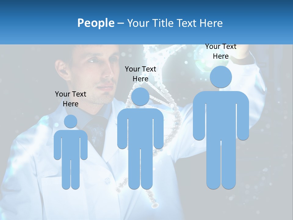 A Man In A Lab Coat Holding Up A Sign PowerPoint Template