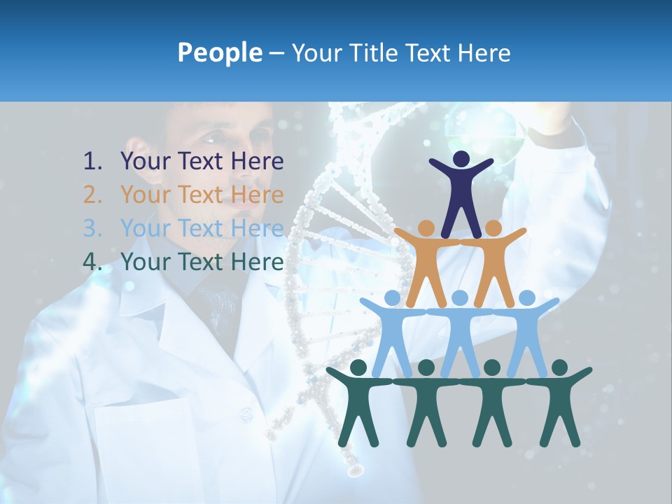 A Man In A Lab Coat Holding Up A Sign PowerPoint Template