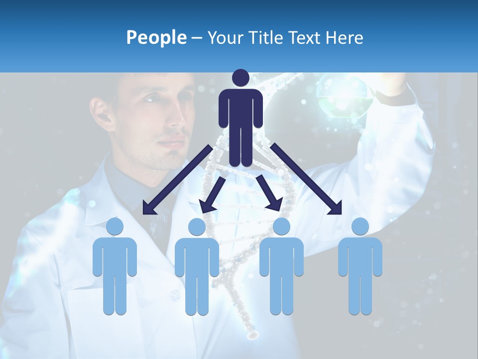 A Man In A Lab Coat Holding Up A Sign PowerPoint Template