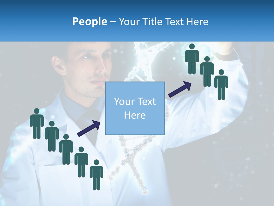 A Man In A Lab Coat Holding Up A Sign PowerPoint Template