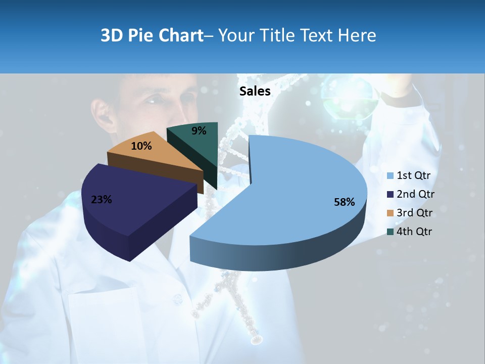 A Man In A Lab Coat Holding Up A Sign PowerPoint Template