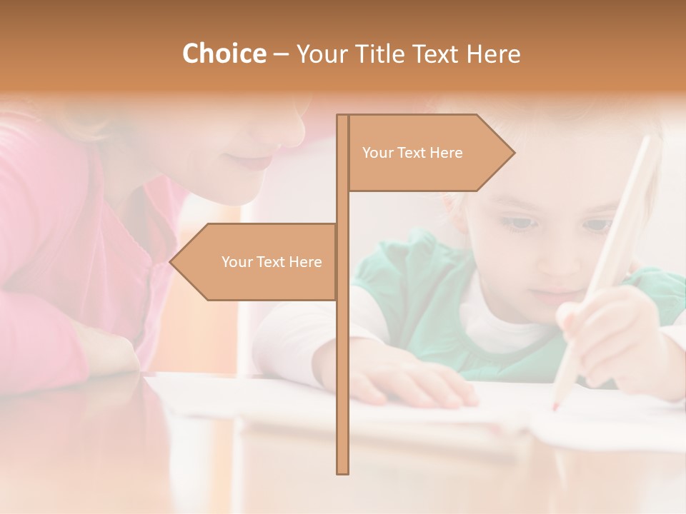 A Woman Helping A Little Girl Write Something On A Piece Of Paper PowerPoint Template