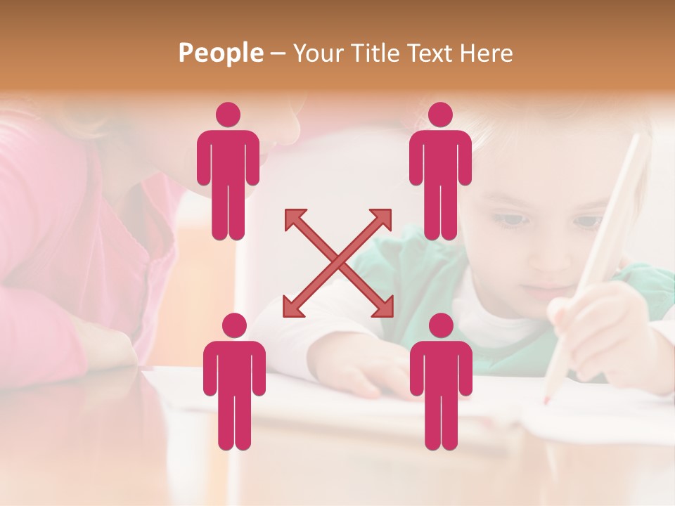 A Woman Helping A Little Girl Write Something On A Piece Of Paper PowerPoint Template