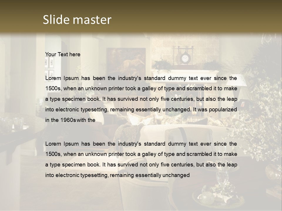 A Living Room Filled With Furniture And A Fireplace PowerPoint Template