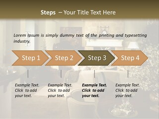 A Living Room Filled With Furniture And A Fireplace PowerPoint Template