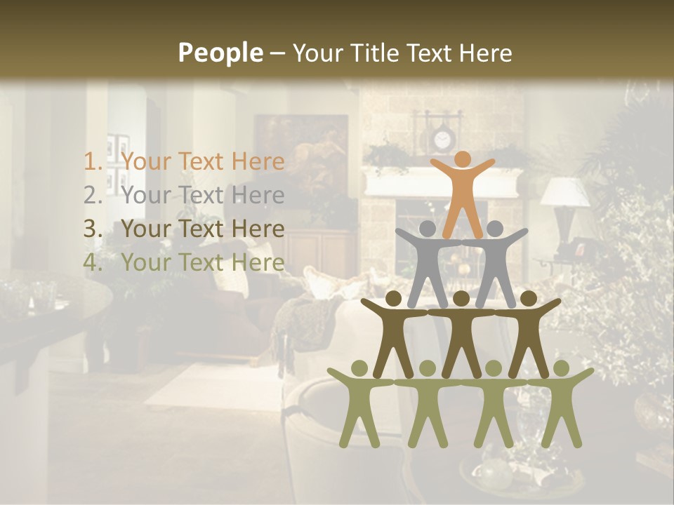 A Living Room Filled With Furniture And A Fireplace PowerPoint Template