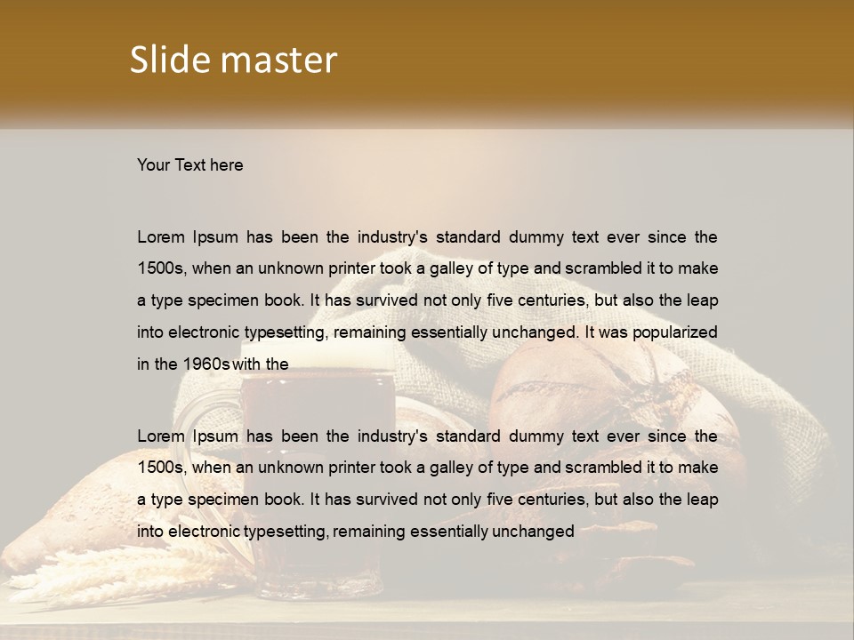 A Table Topped With Bread And A Mug Of Beer PowerPoint Template