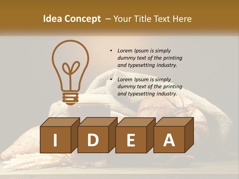 A Table Topped With Bread And A Mug Of Beer PowerPoint Template