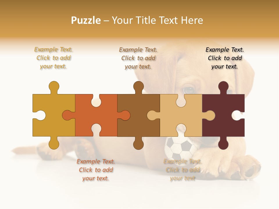 A Puppy Holding A Soccer Ball In His Mouth PowerPoint Template