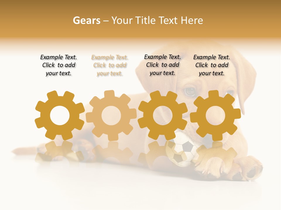 A Puppy Holding A Soccer Ball In His Mouth PowerPoint Template