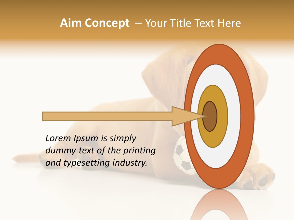 A Puppy Holding A Soccer Ball In His Mouth PowerPoint Template