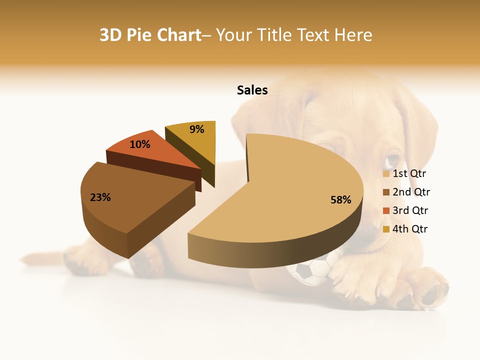 A Puppy Holding A Soccer Ball In His Mouth PowerPoint Template